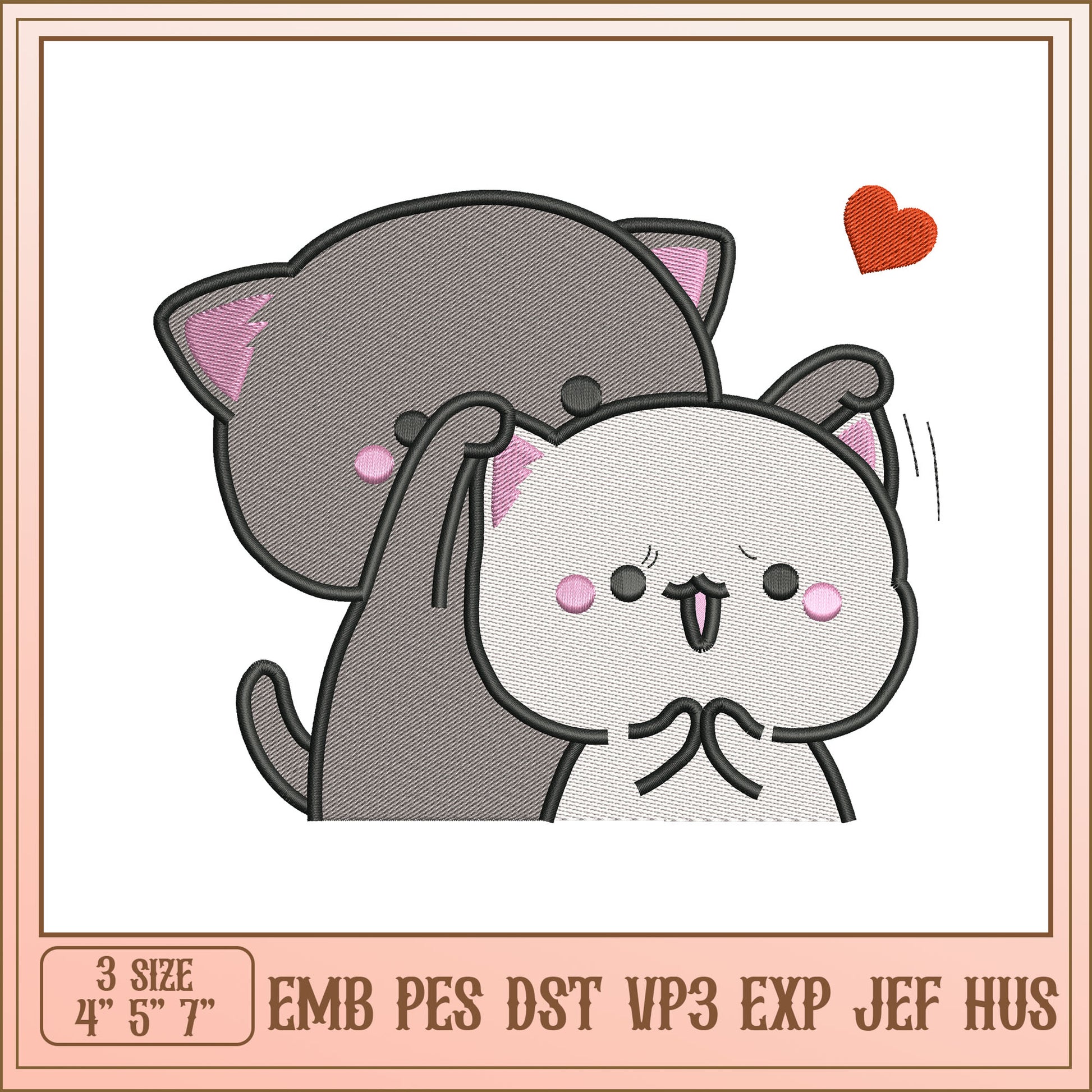 Cute Cat Embroidery Design