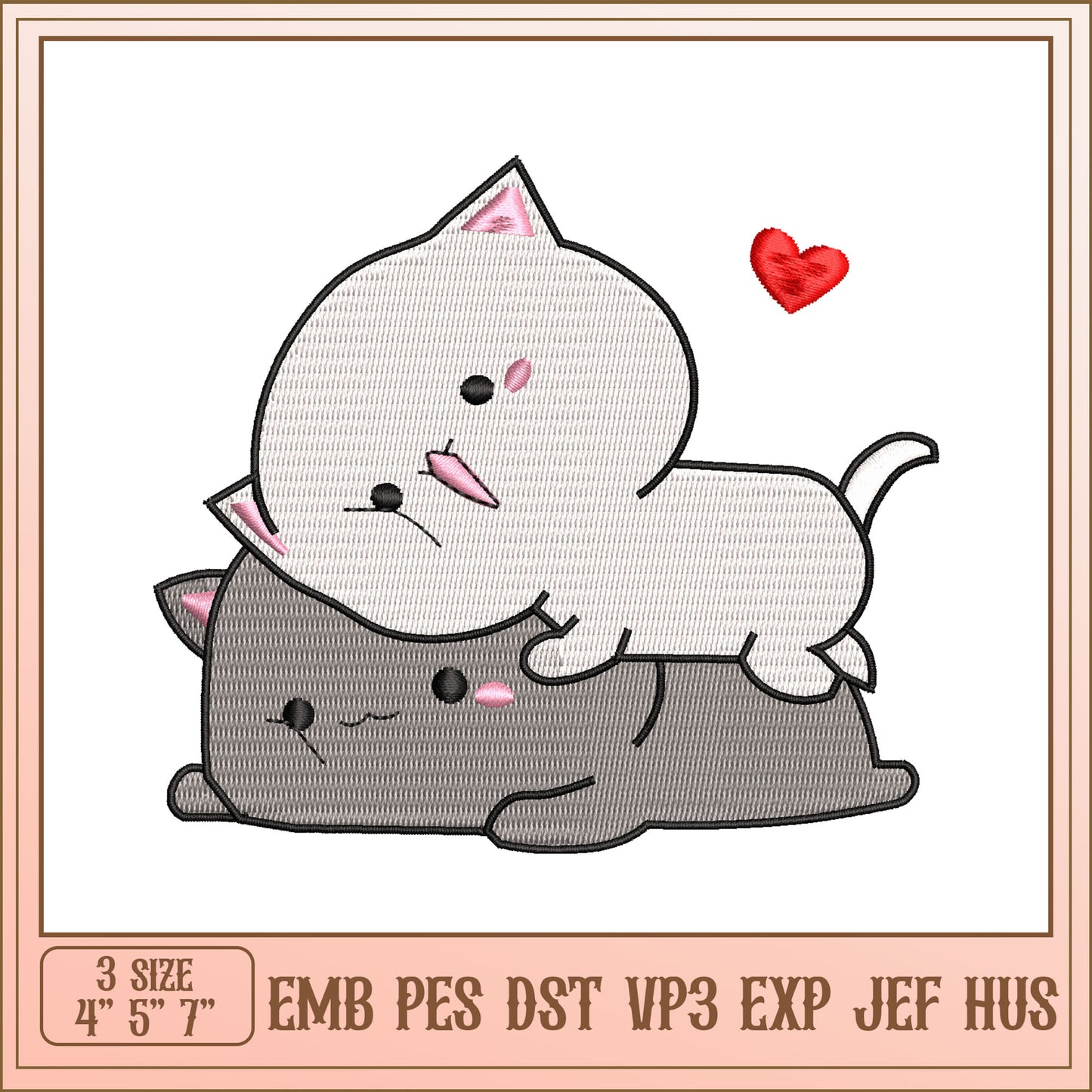 Cute Cats Embroidery Design