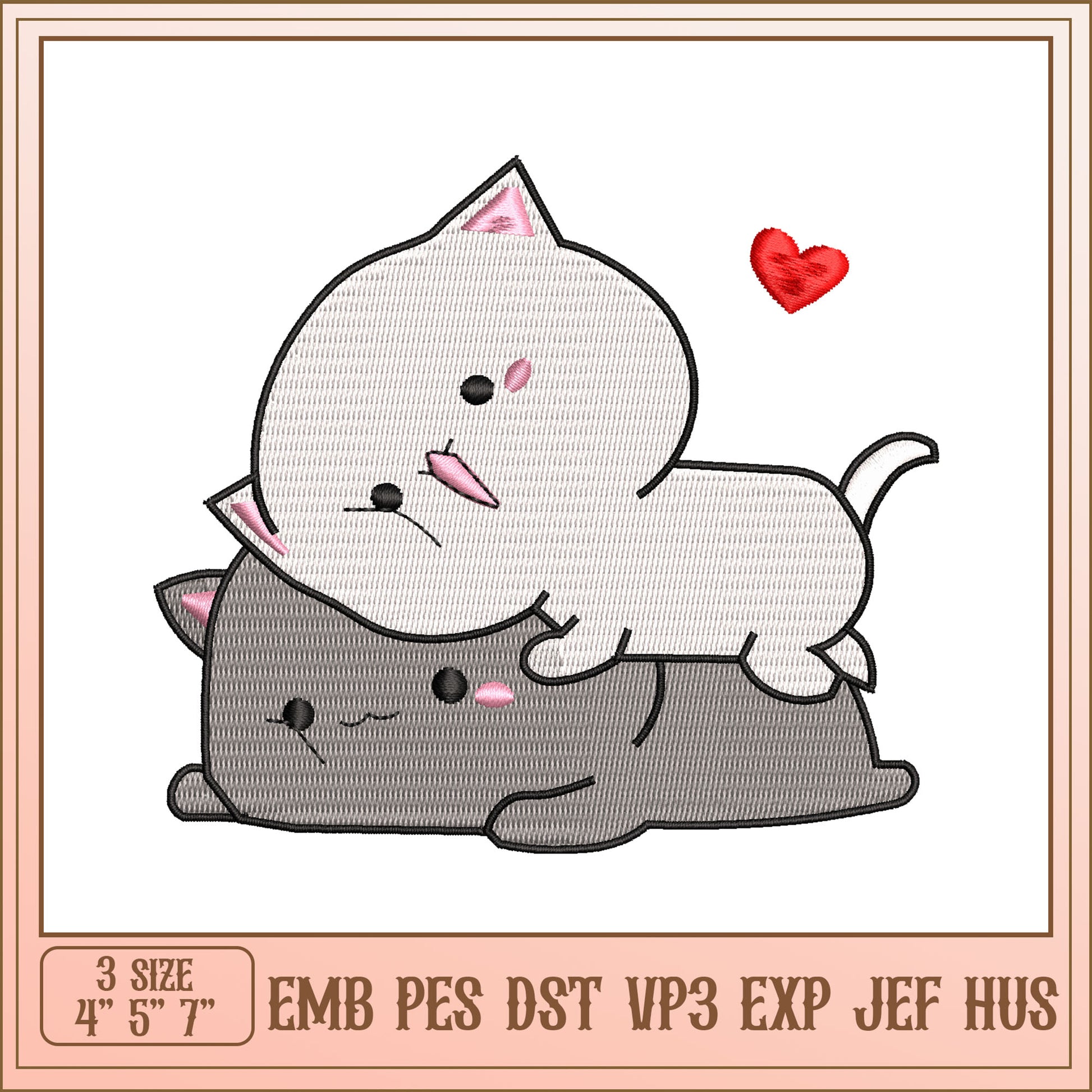 Cute Cats Embroidery Design