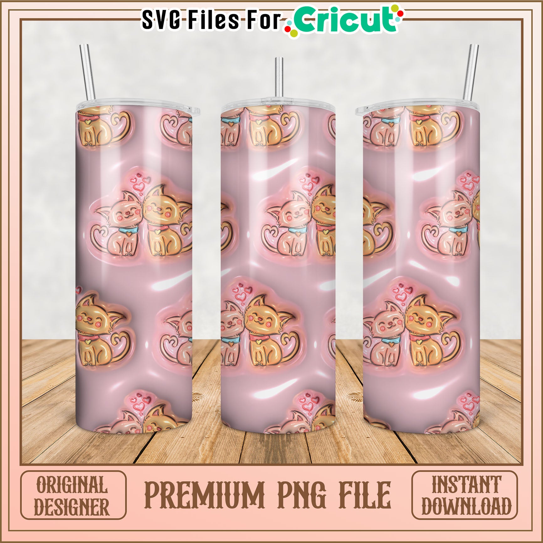 Cute Cats PNG Sublimation Tumbler