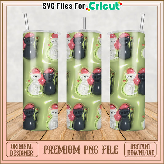 Cute Cats Tumbler PNG Design Instant Download