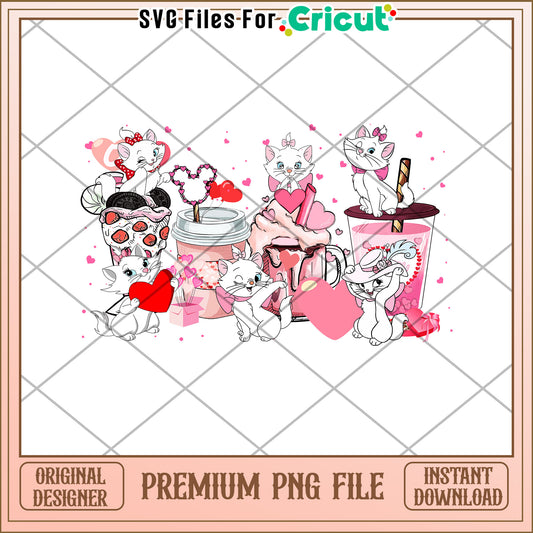 Cute Cats Valentines PNG Download