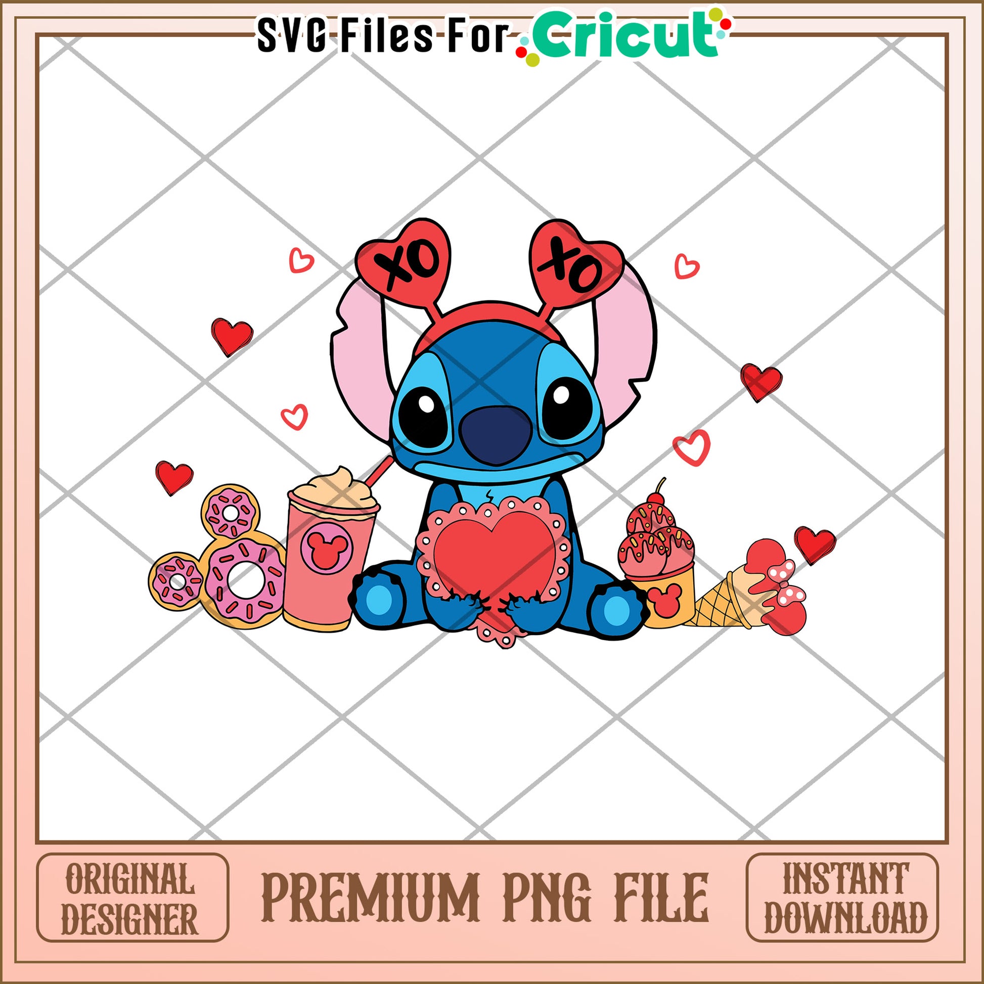Cute Character with Heart and Treats PNG File Download