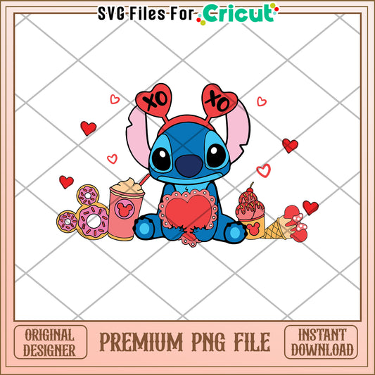 Cute Character with Heart and Treats PNG File Download