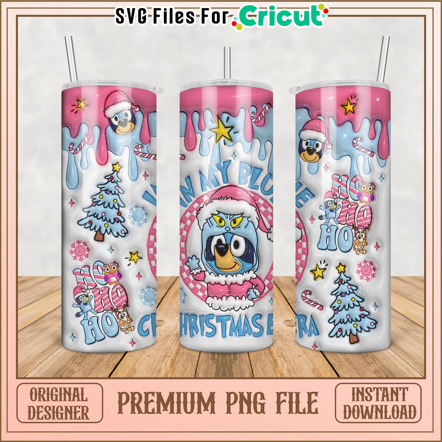 Cute Christmas Penguin Tumbler Design for Cricut Premium PNG Download