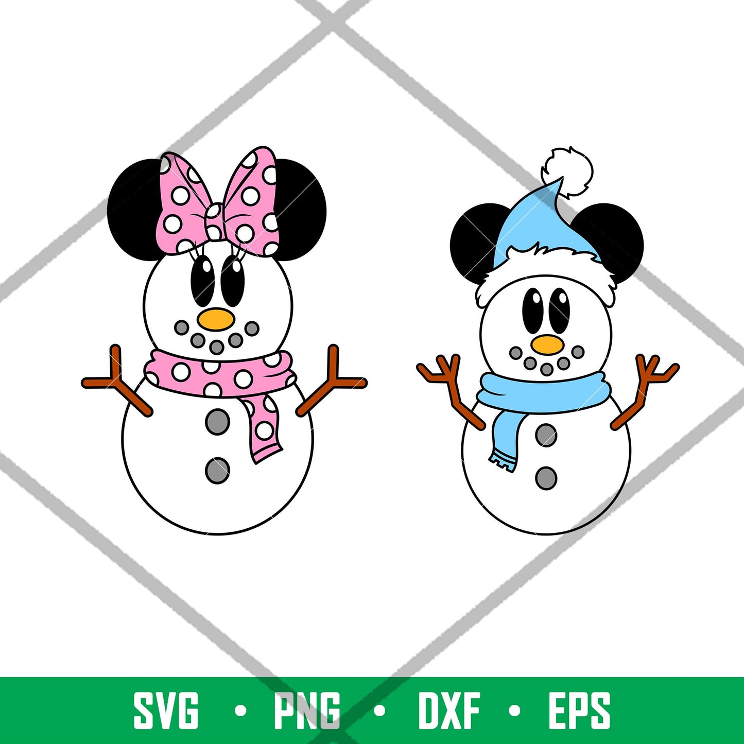 Cute Christmas Snowmen, Cute Christmas Mickey _ Minnie Snowmen Svg