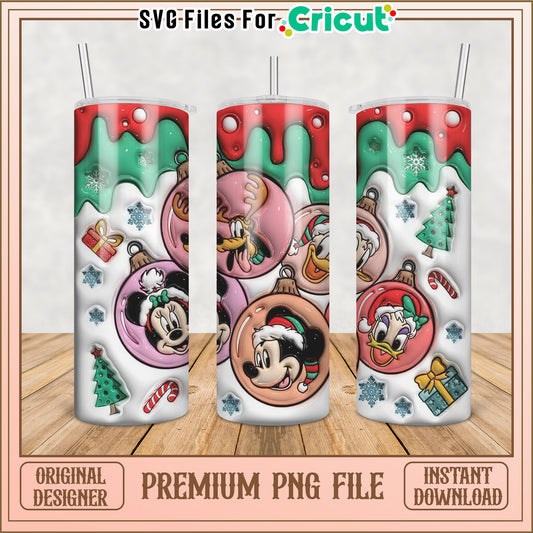 Cute Christmas Tumbler PNG Design with Mickey and Friends Art