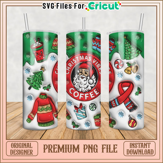 Cute Christmas Vibes Coffee Tumbler PNG Craft File for Cricut