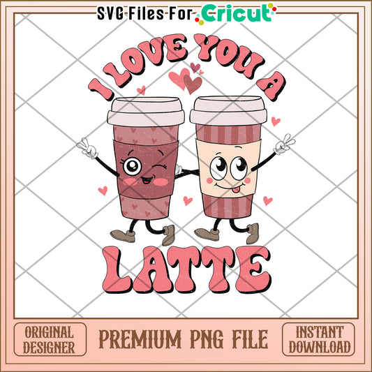 Cute Coffee Latte PNG Valentines Day Design