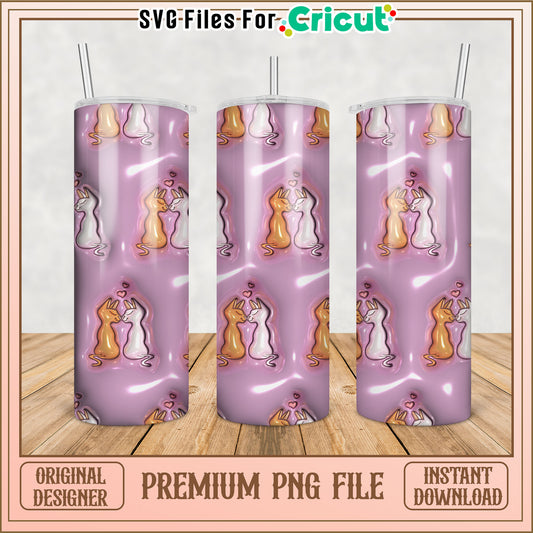 Cute Couple Cats Tumbler Design for Cricut Instant Download PNG