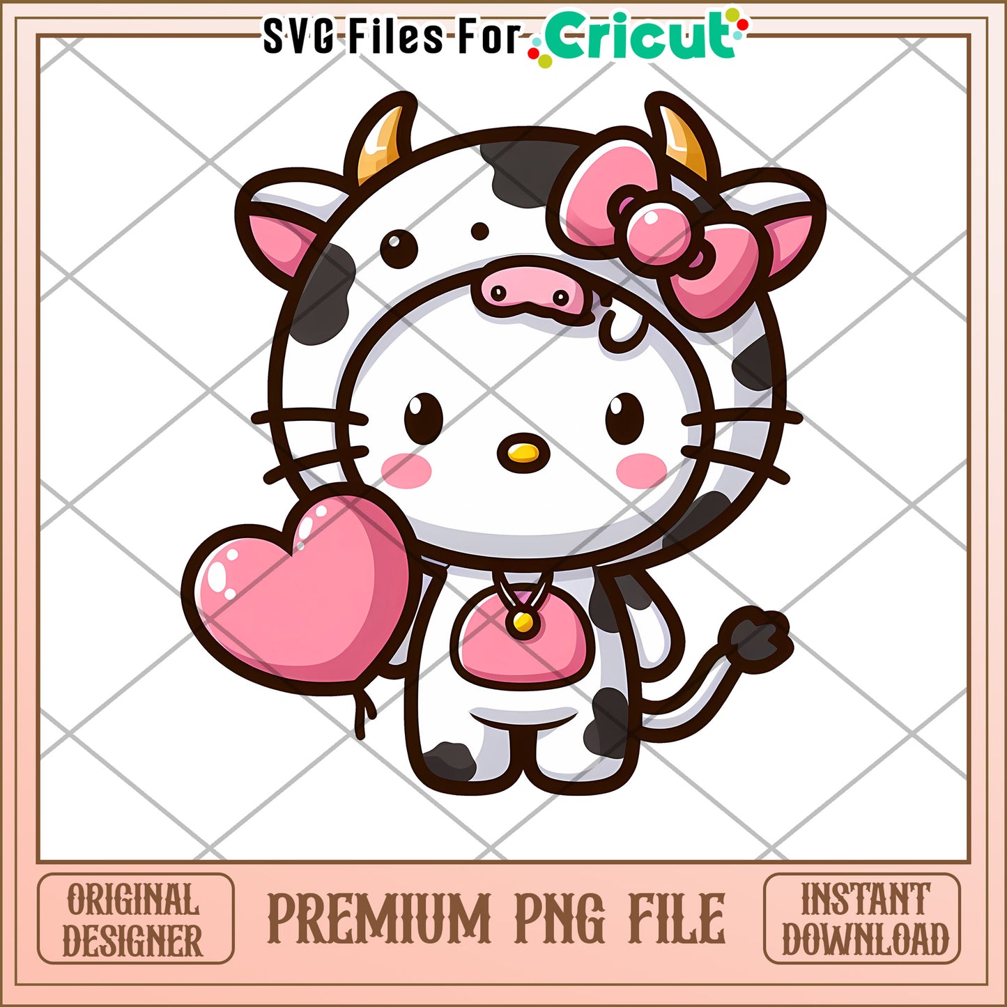 Cute Cow Character PNG for Cricut Crafts and Designs