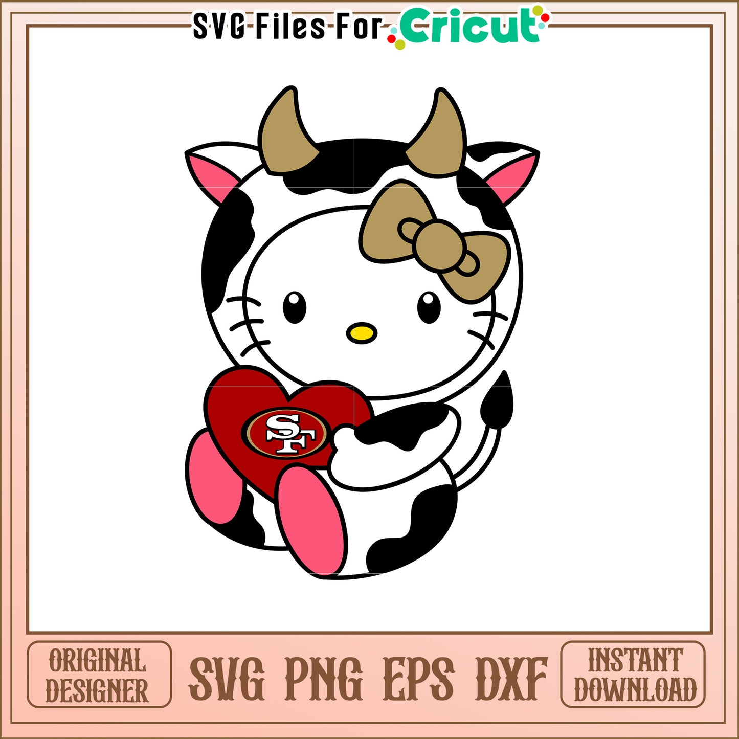 Cute Cow Girl Holding Heart SVG Design for Fans