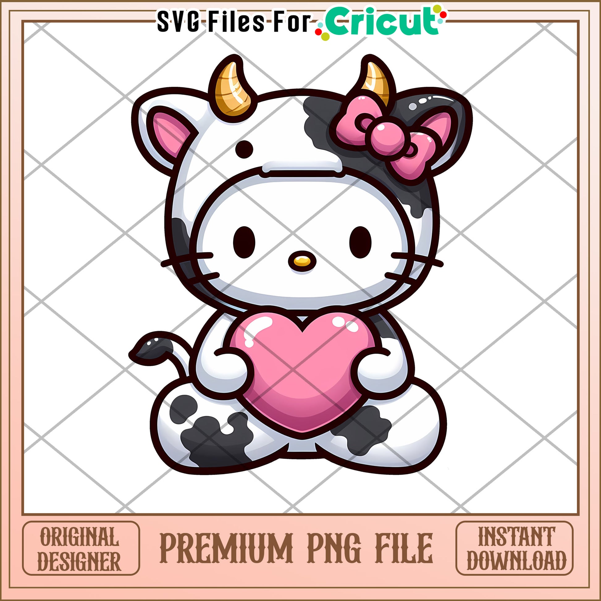 Cute Cow Hello Kitty PNG File for Instant Download