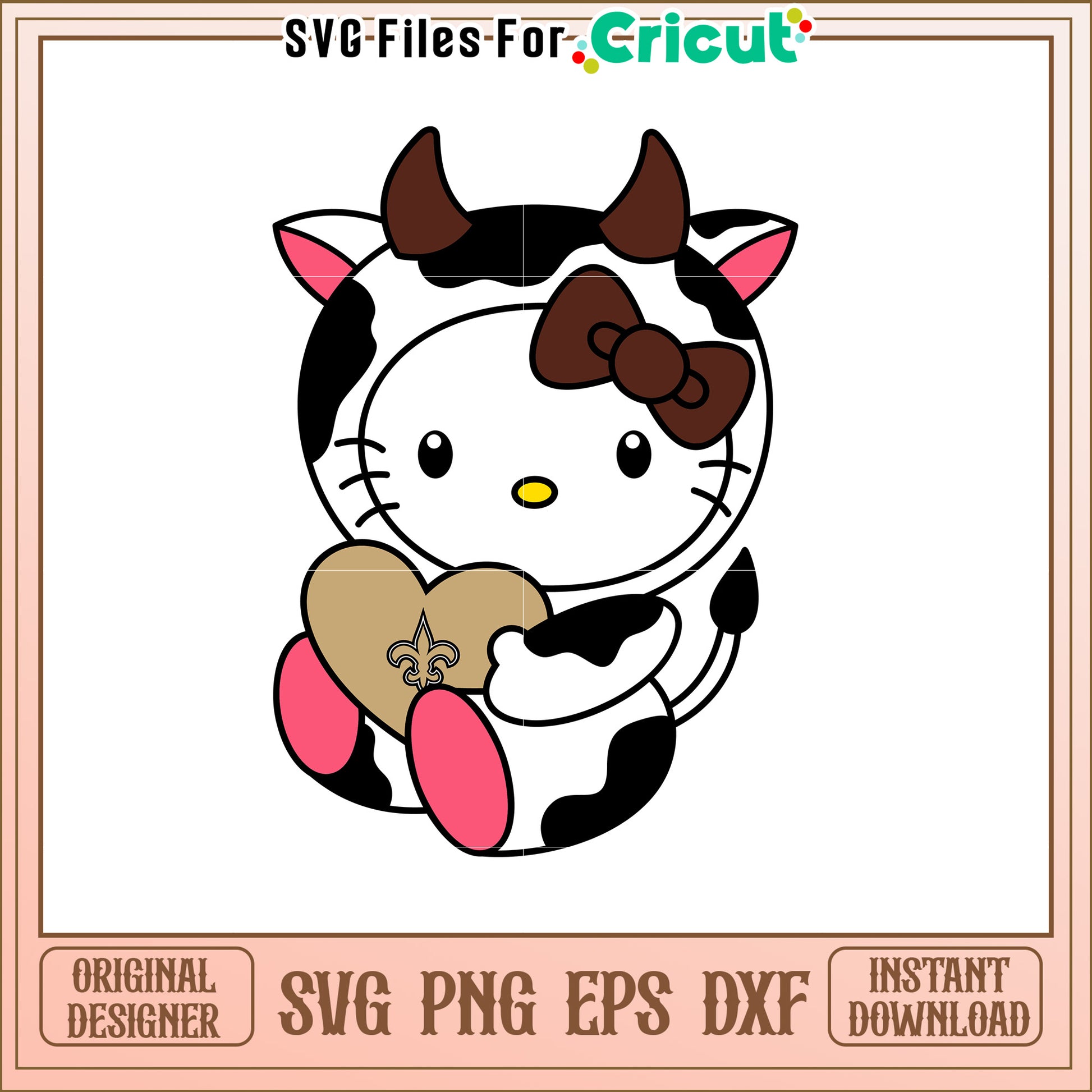 Cute Cow Hello Kitty SVG Design for Kids Crafts