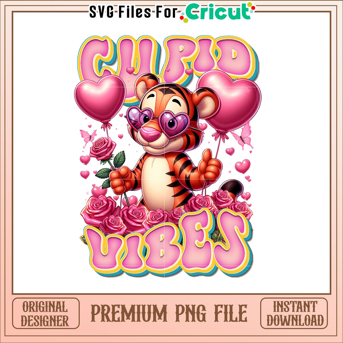 Cute Cupid Tiger Valentines PNG