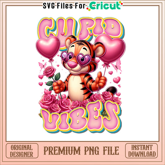 Cute Cupid Tiger Valentines PNG
