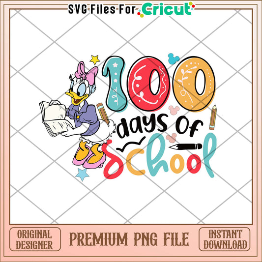 Cute Daisy 100 days of school png, reading books png, school png