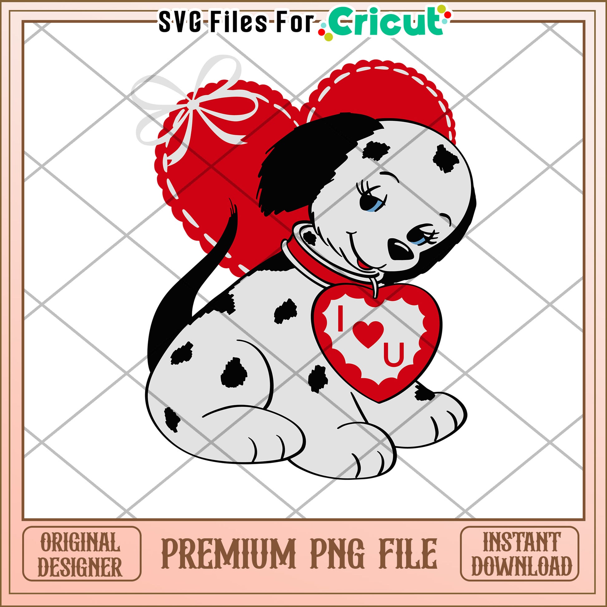 Cute Dalmatian Valentines PNG