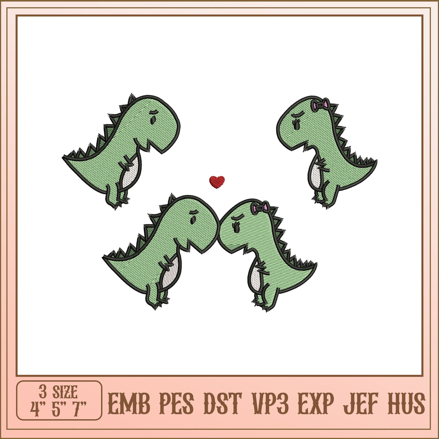 Cute Dinosaur Embroidery Design