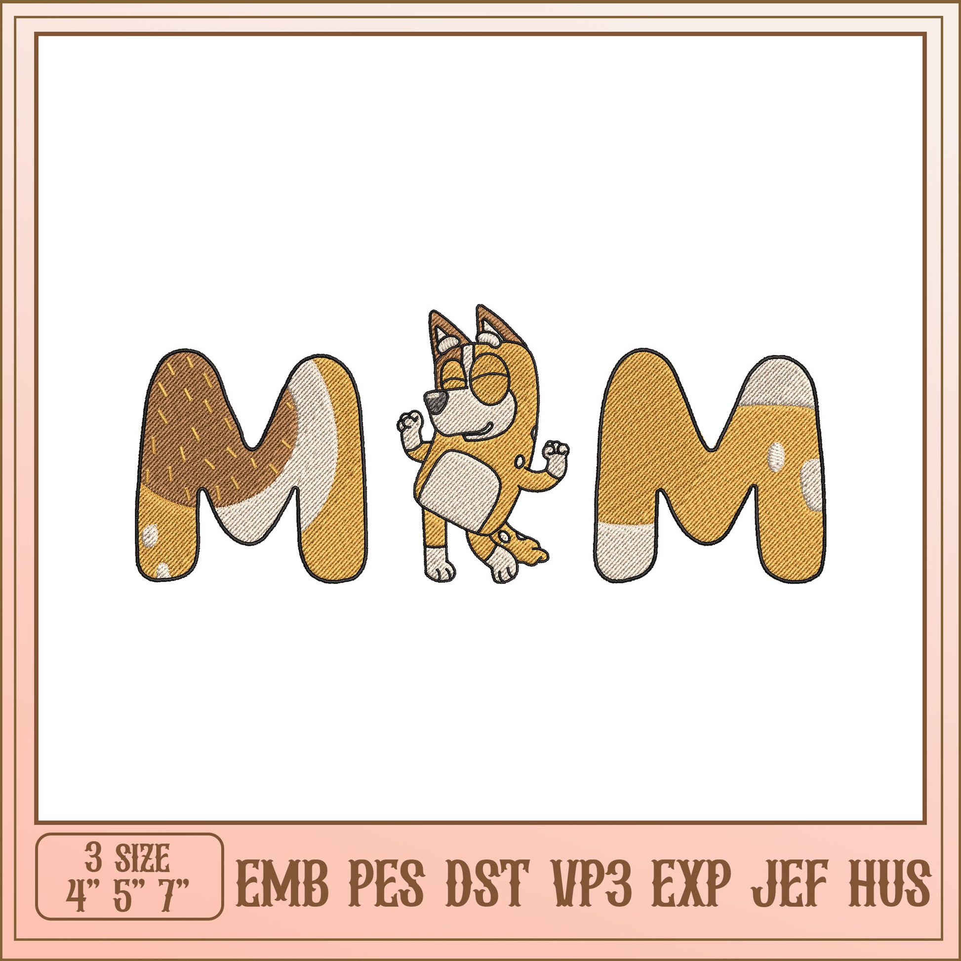 Cute Dog MM Embroidery Design