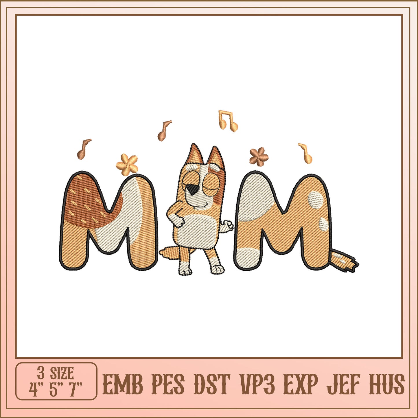 Cute Dog Mom Embroidery Design