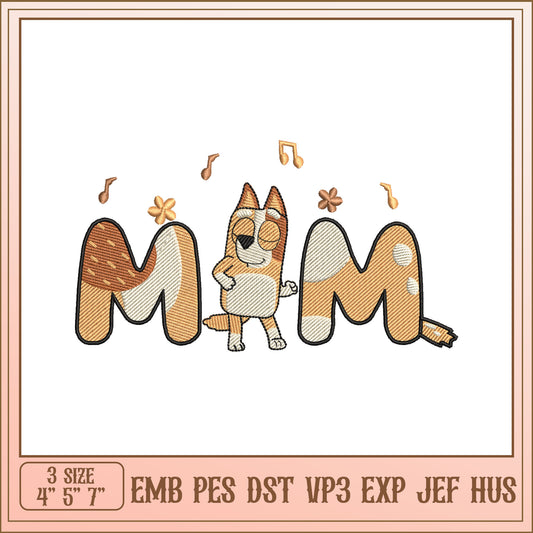 Cute Dog Mom Embroidery Design