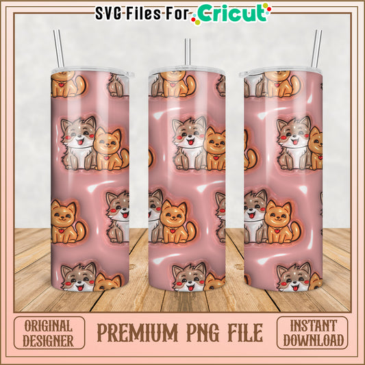 Cute Dog Pattern Tumbler PNG File for Cricut Instant Download