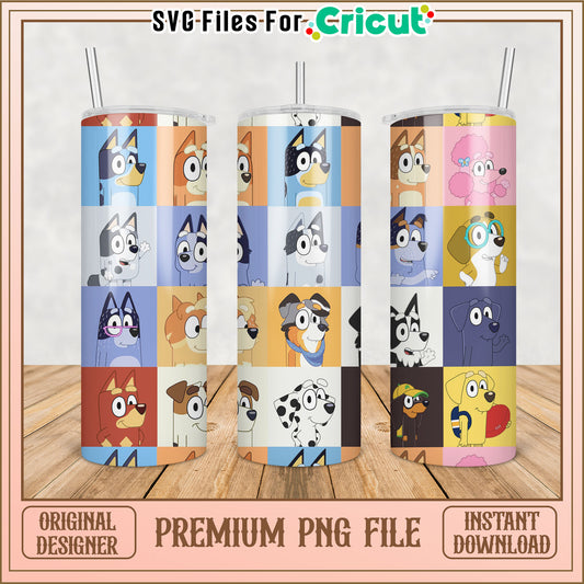 Cute Dog Pattern Tumbler PNG for Cricut Crafting Projects