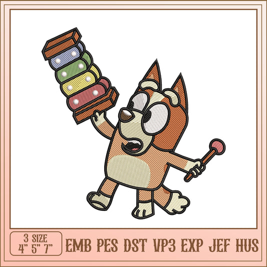 Cute Dog Xylophone Embroidery Design