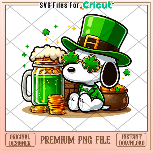 Cute Dog in Green Hat for St Patricks Day PNG Download