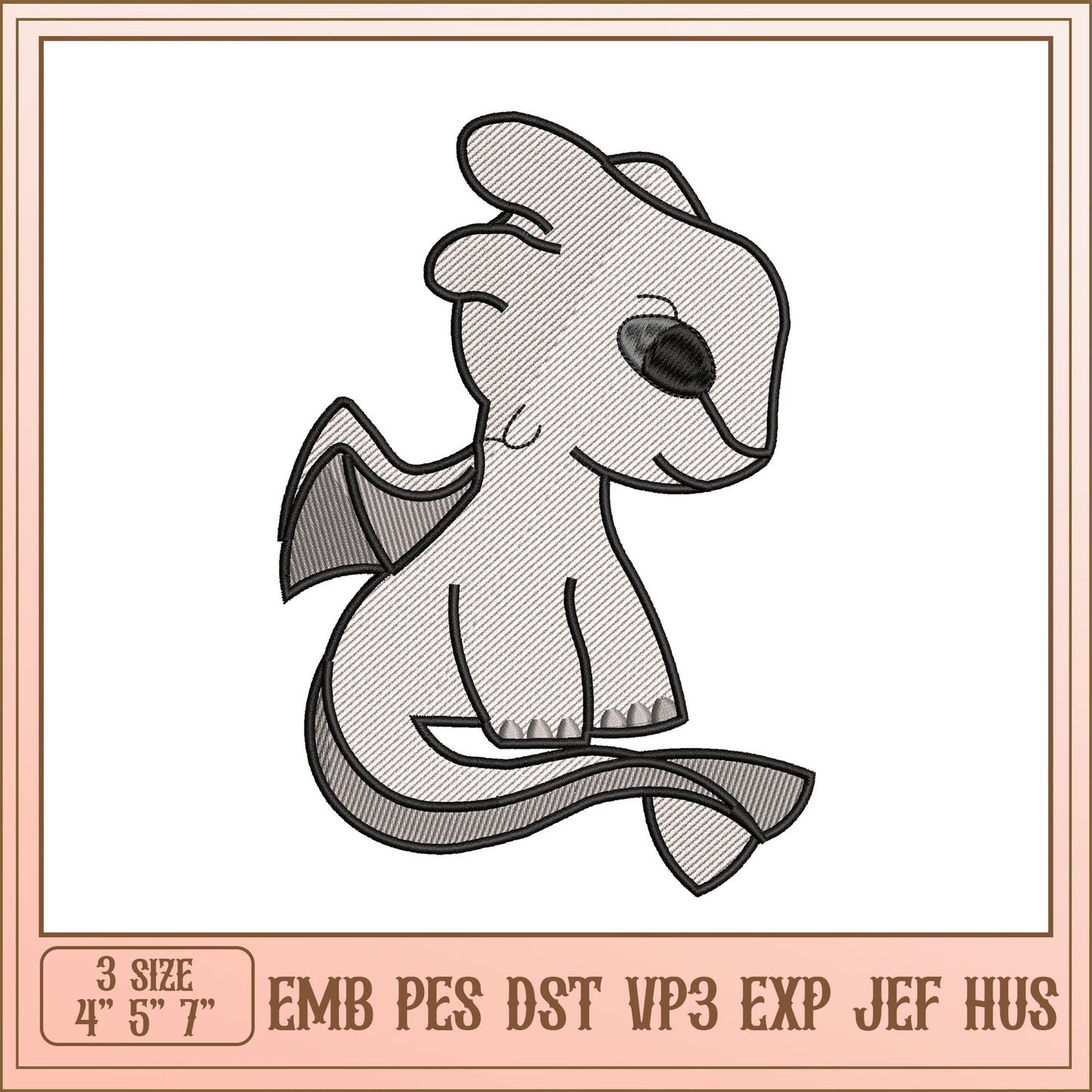 Cute Dragon Embroidery Design