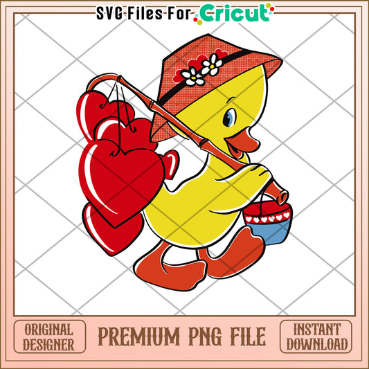 Cute Duck Valentine PNG Cricut