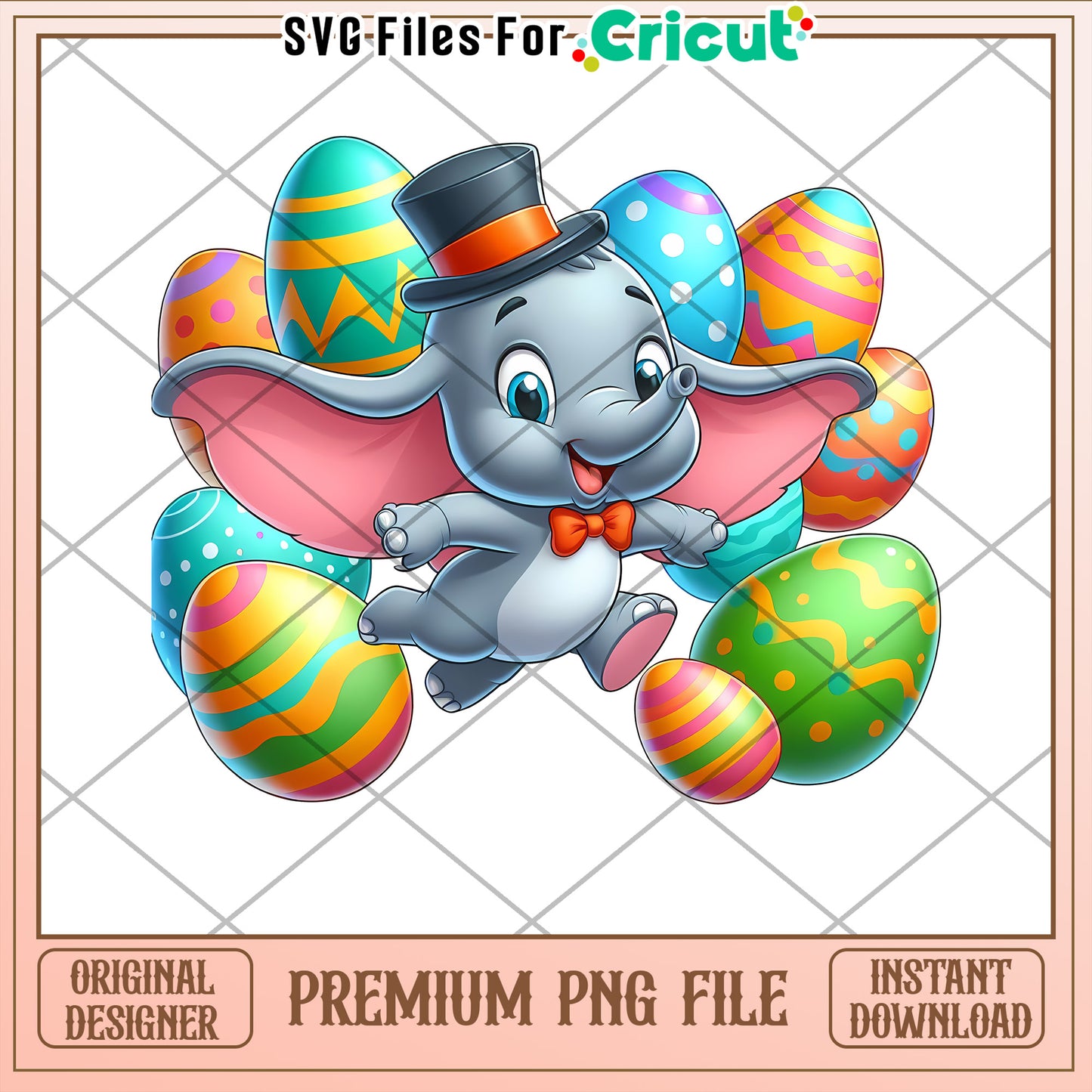 Cute Easter Elephant PNG Instant Download