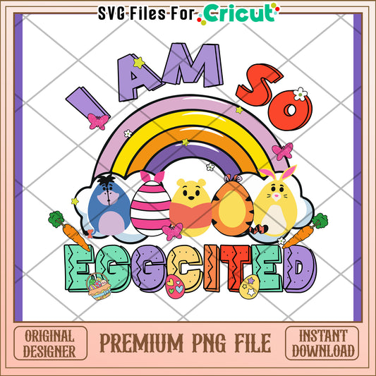 Cute Easter PNG I Am So Eggcited Design Download