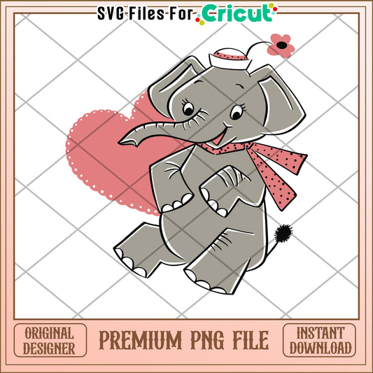 Cute Elephant PNG Cricut Valentines Day