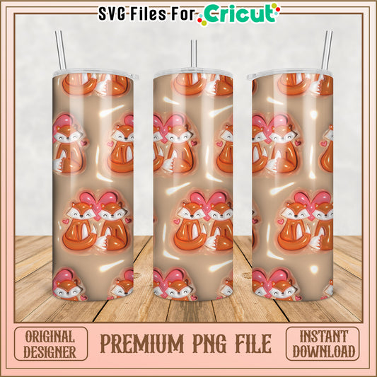 Cute Fox Tumbler PNG Design Instant Download