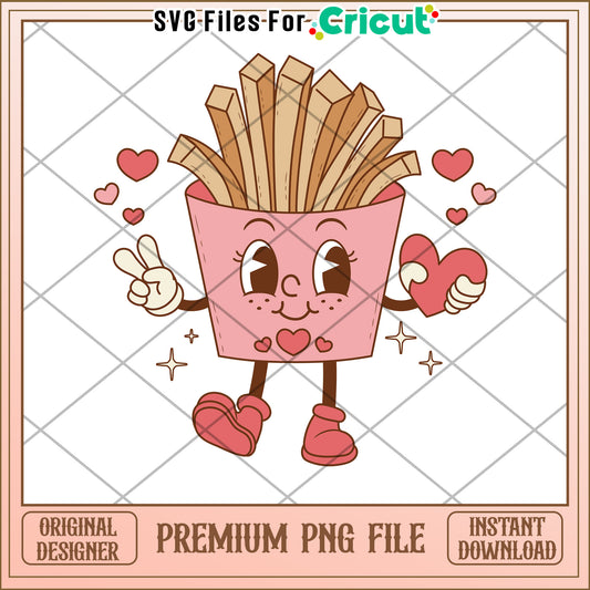Cute French Fries PNG Valentines Day
