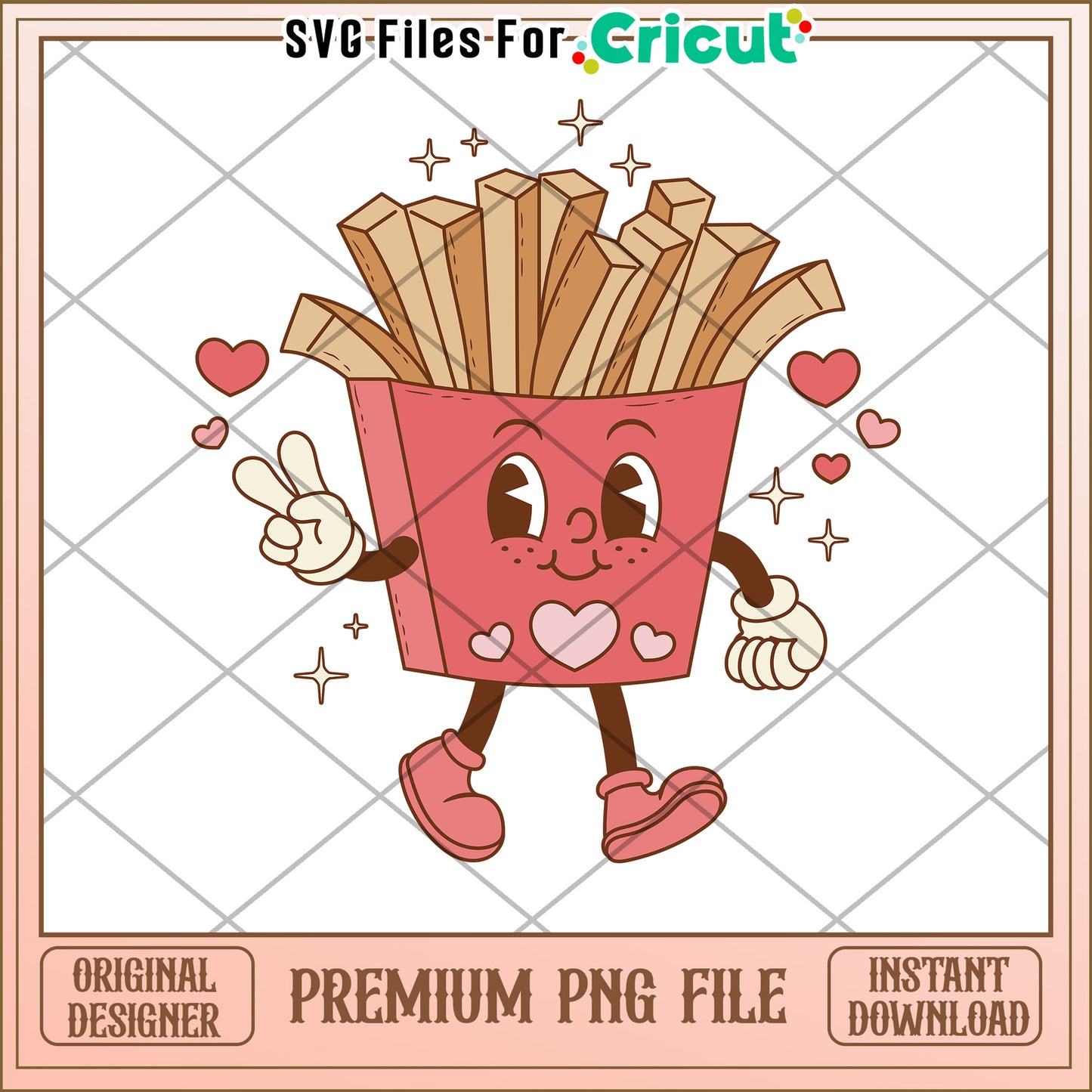 Cute French Fries PNG for Cricut