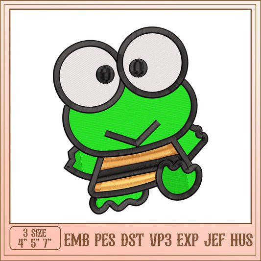 Cute Frog Embroidery Design - 3 Sizes