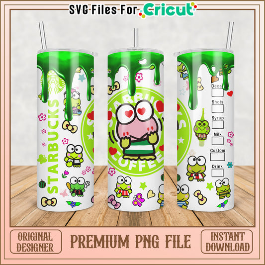 Cute Frog Starbucks Tumbler PNG File for Cricut Crafting Projects