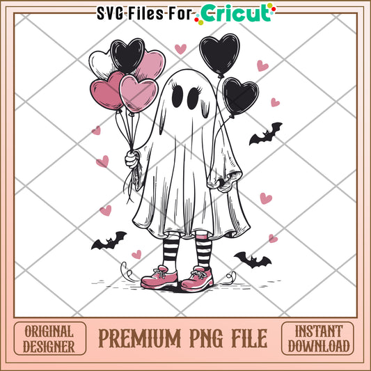 Cute Ghost Balloons PNG Valentines Day