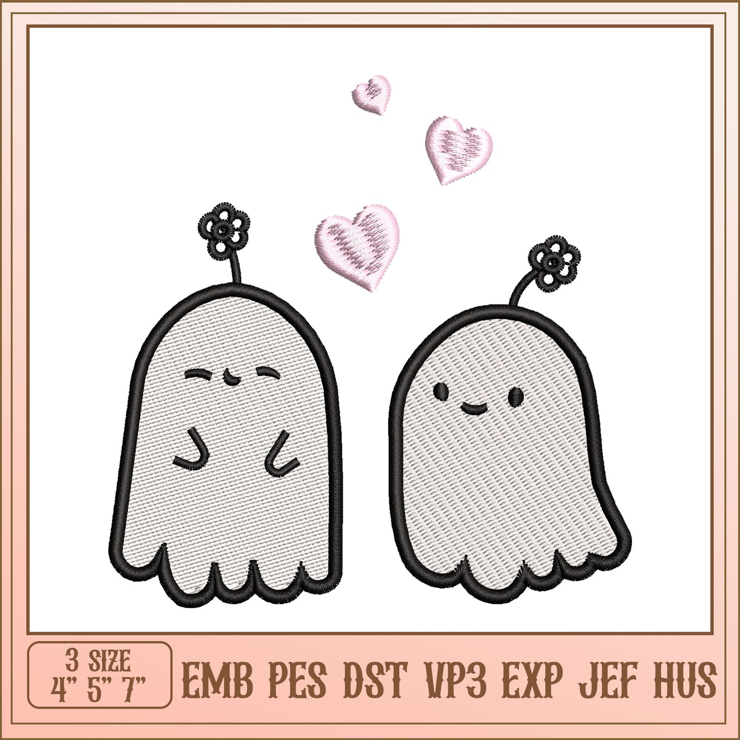 Cute Ghost Embroidery Design