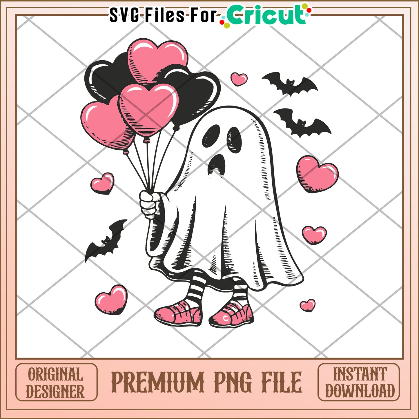 Cute Ghost with Balloons PNG