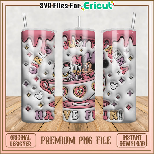 Cute Girls Tumbler Design PNG for Cricut Crafting Fun Activities