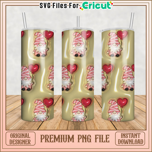 Cute Gnome Tumbler Design PNG for Cricut DIY Craft Projects