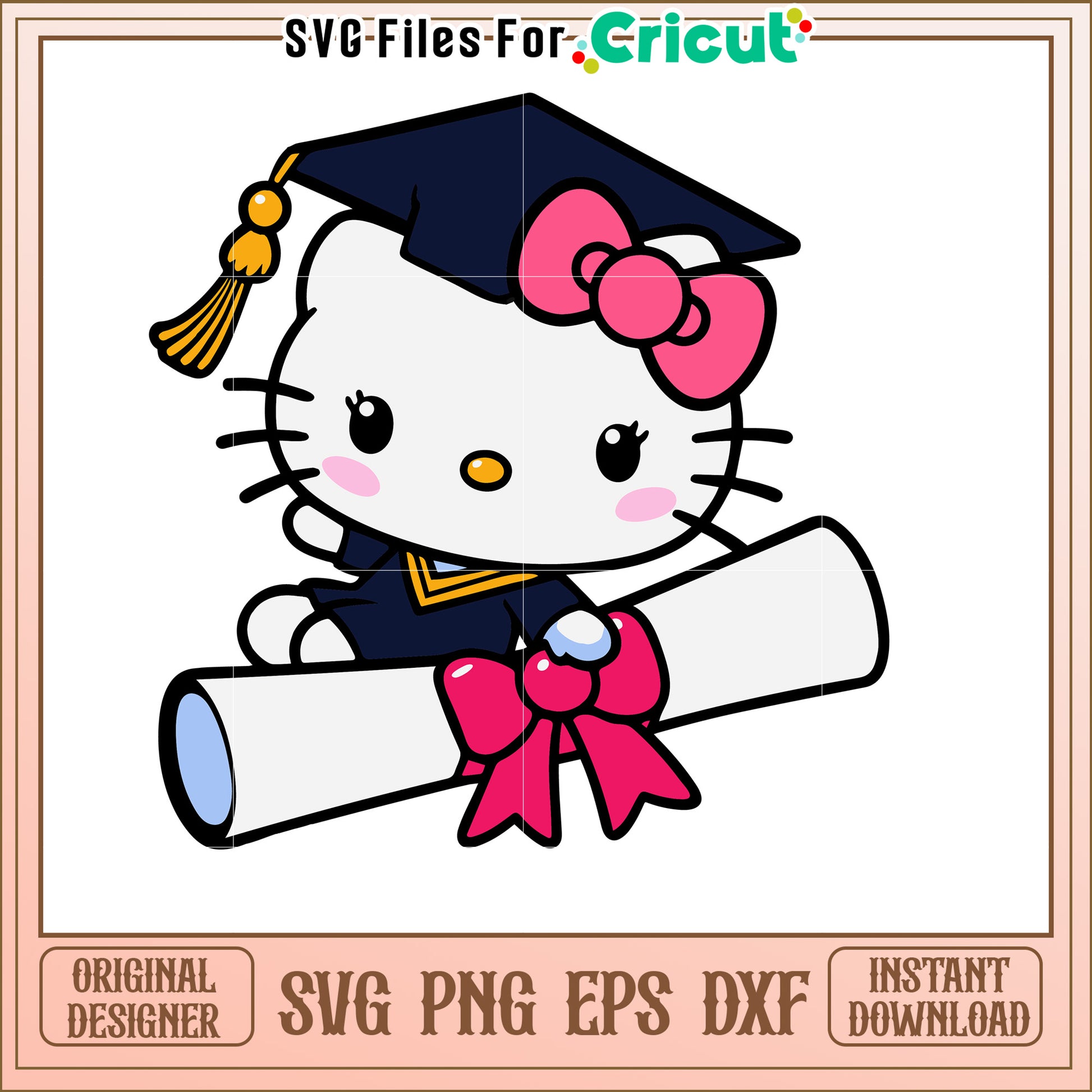 Cute Graduation Hello Kitty SVG for Celebrations and Crafts