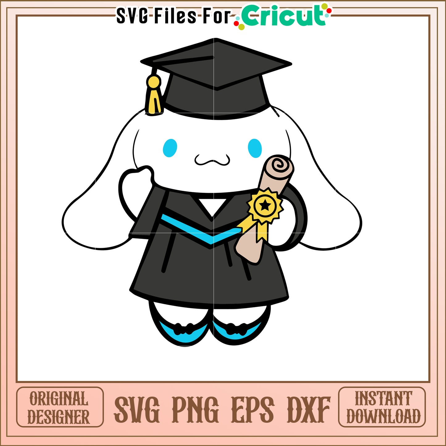 Cute Graduation Rabbit SVG Clipart