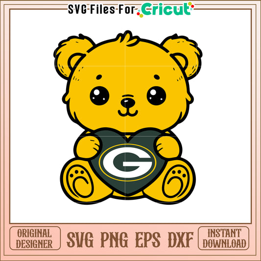 Cute Green Bay Packers Teddy Bear SVG