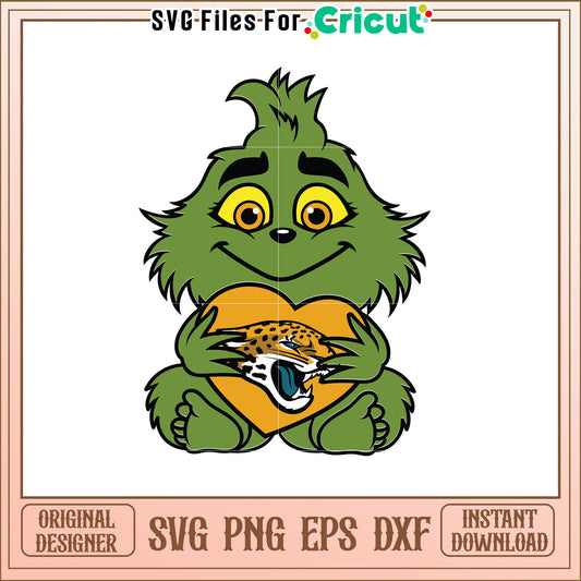 Cute Green Creature Holding Heart SVG Design Art