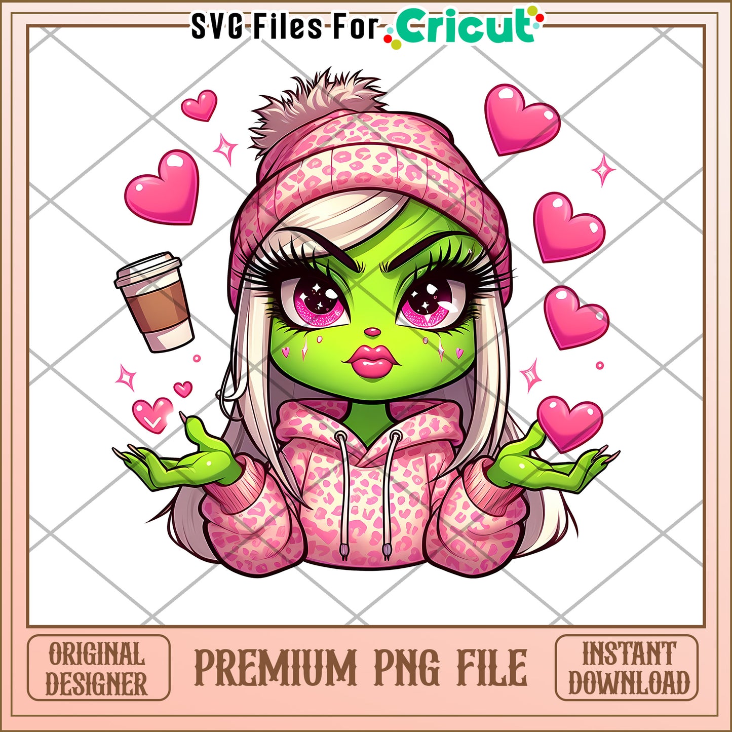 Cute Green Girl PNG Sublimation Design